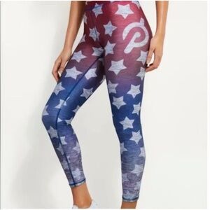 Terez X Peloton Olympic Stars Red White Blue Leggings NWT Size M